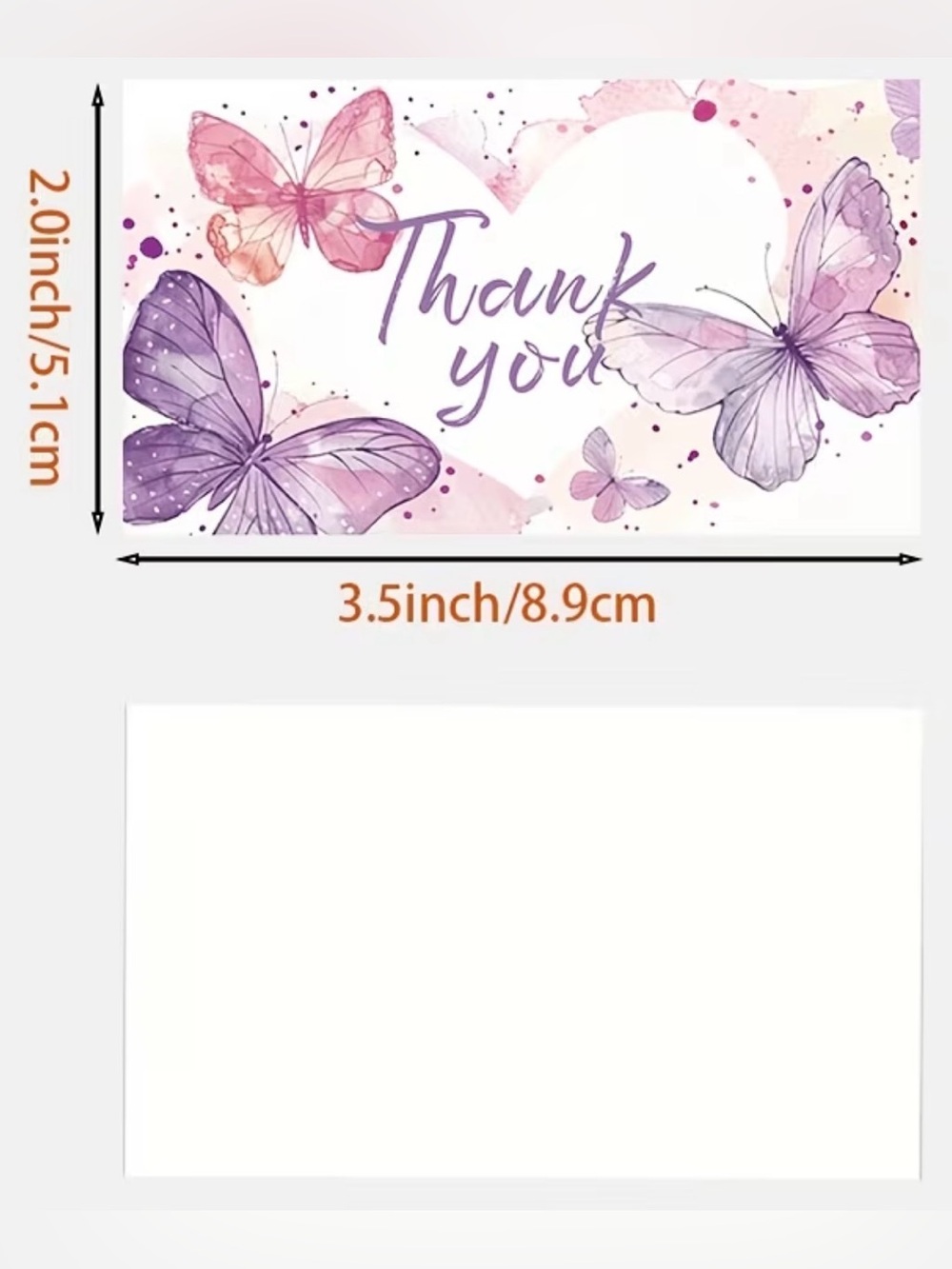 Thank You Butterfly Note Cards - Purple & Pink (50pcs) - Picture 2 of 3